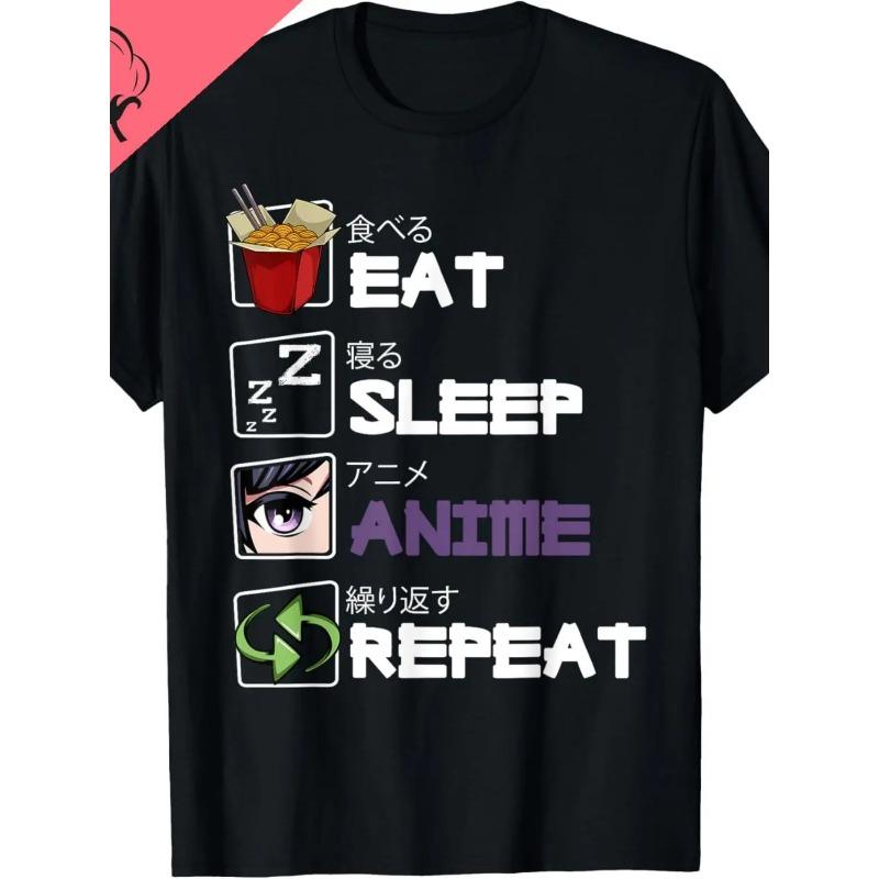Eat Sleep Anime Repeat Kawaii Otaku Manga Japan Fan Kanji T-Shirt | Summer Streetwear Tops, Regular Fit, Vintage Style, Short-Sleeved Printed. S чёрный
Eat Sleep Anime Repeat Kawaii Otaku Manga Japan Fan Kanji T-Shirt | Summer Streetwear Tops, Regular Fit, Vintage Style, Short-Sleeved Printed. S чёрный