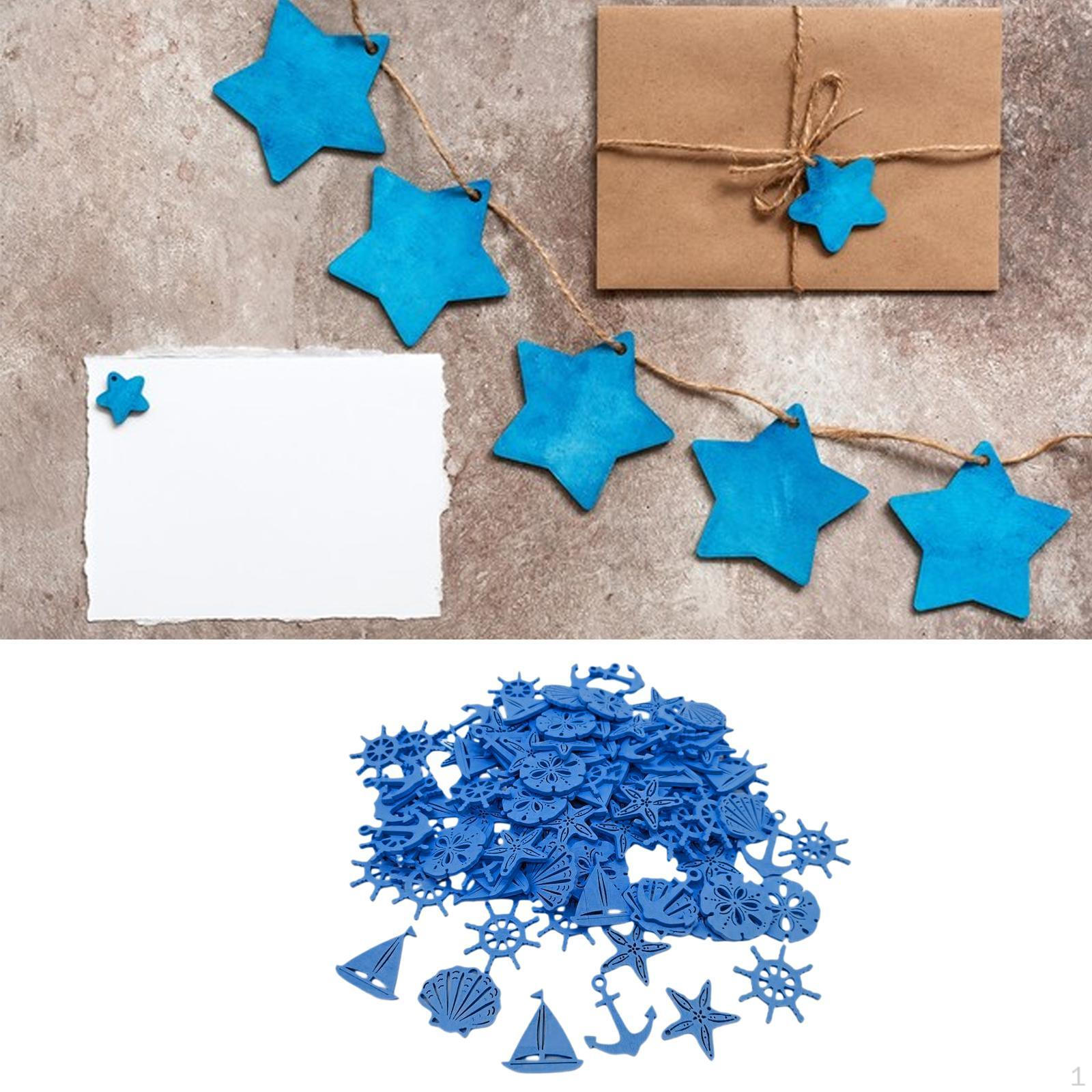 50 шт. Морские маленькие деревянные вырезки прибрежный декор праздничные имитационные принадлежности для вечеринок миниатюрные Dark Blue