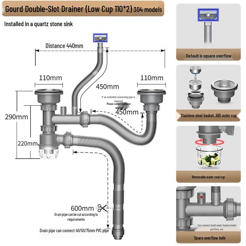 304 Stainless Steel Kitchen Sink Drainer
304 Stainless Steel Kitchen Sink Drainer
