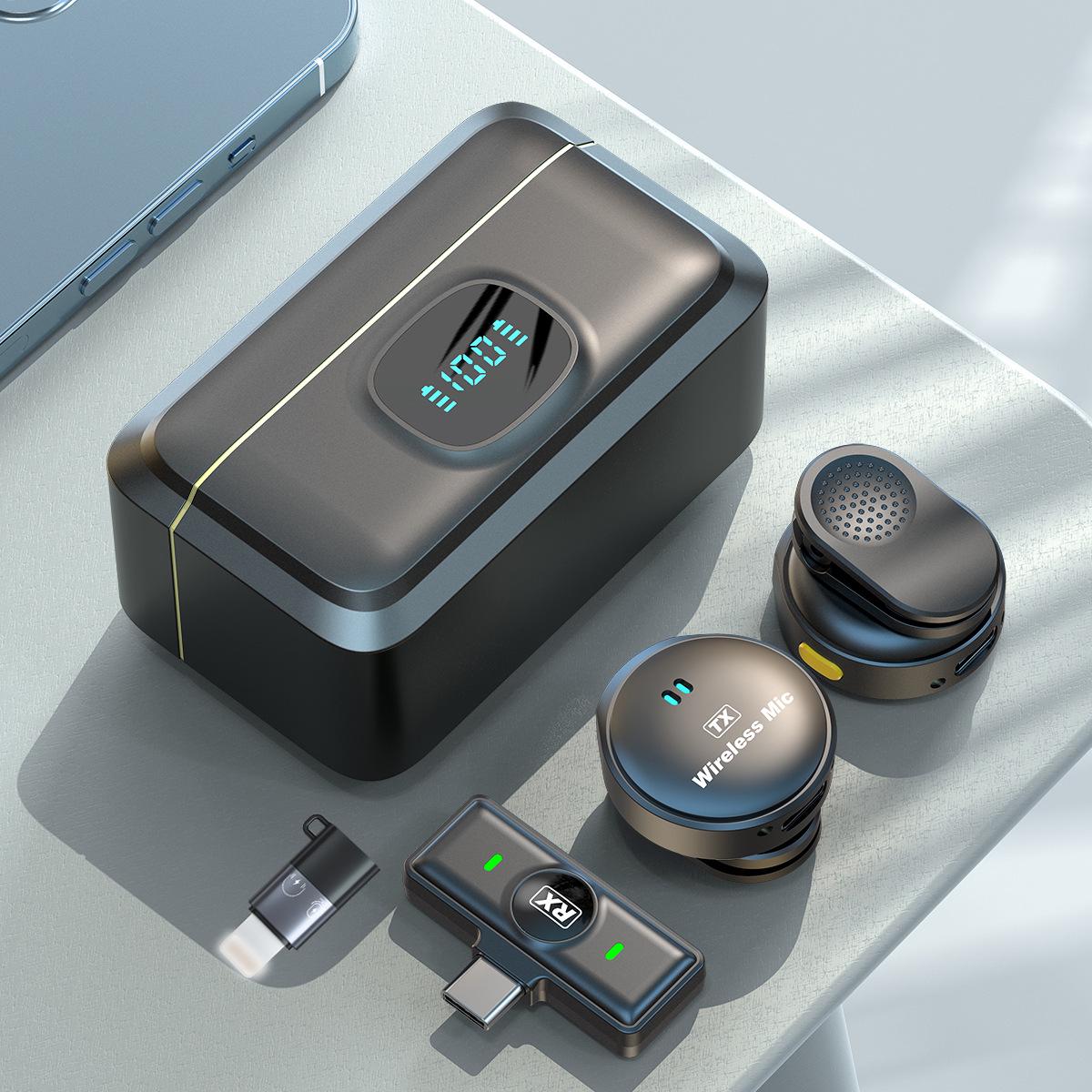 Wireless Lavalier Microphone with Long Battery, Noise Reduction, Digital Display, and Magnetic Charging Case for Live Streaming.
Wireless Lavalier Microphone with Long Battery, Noise Reduction, Digital Display, and Magnetic Charging Case for Live Streaming.