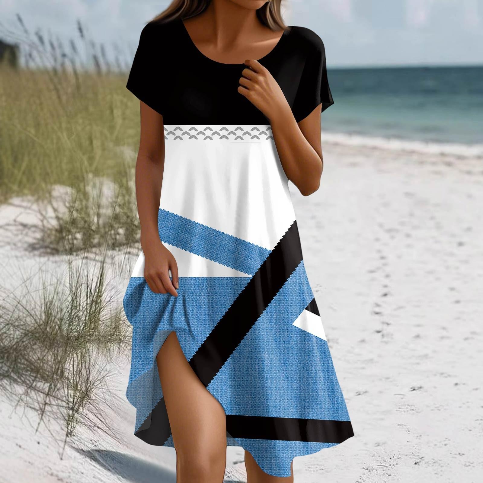 Жіноча сукня в стилі бохо з коротким рукавом, повсякденна літня сукня вільного крою, плаття з квітковим принтом і кишенями XL
Жіноча сукня в стилі бохо з коротким рукавом, повсякденна літня сукня вільного крою, плаття з квітковим принтом і кишенями XL