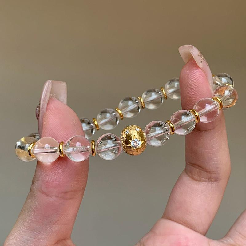 Retro ice transparent round beads white crystal beaded bracelet frosted inlay diamond star bracelet vintage banquet jewelry gift 16cm золотой
Retro ice transparent round beads white crystal beaded bracelet frosted inlay diamond star bracelet vintage banquet jewelry gift 16cm золотой