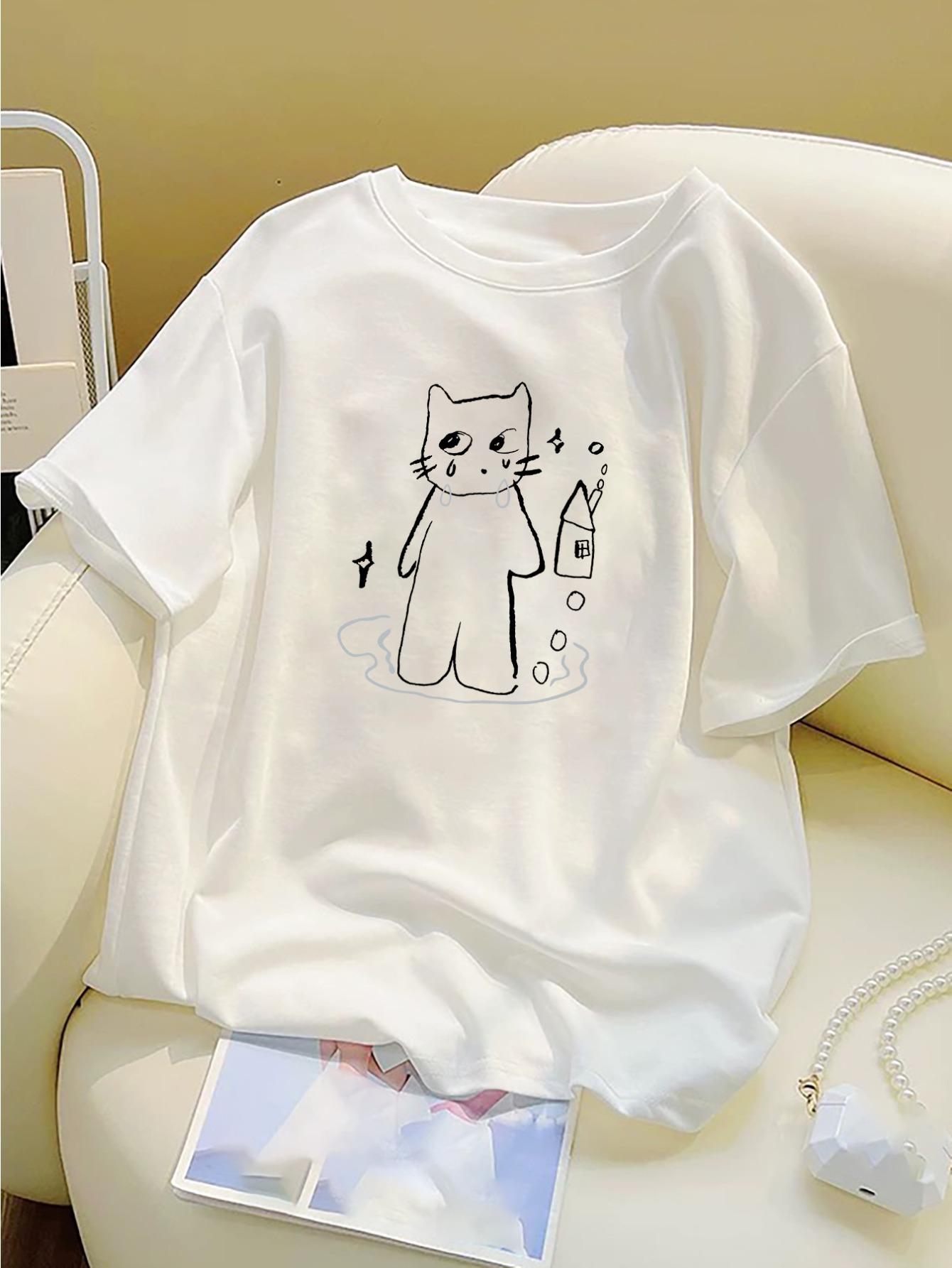 Women s Y2K White Cat & Mouse T-Shirt - Kitten Print Short Sleeve Top with Loose Round Neck, Casual Spring Summer Blouse Suitable for Layering, Machin 5XL різнокольоровий
Women s Y2K White Cat & Mouse T-Shirt - Kitten Print Short Sleeve Top with Loose Round Neck, Casual Spring Summer Blouse Suitable for Layering, Machin 5XL різнокольоровий