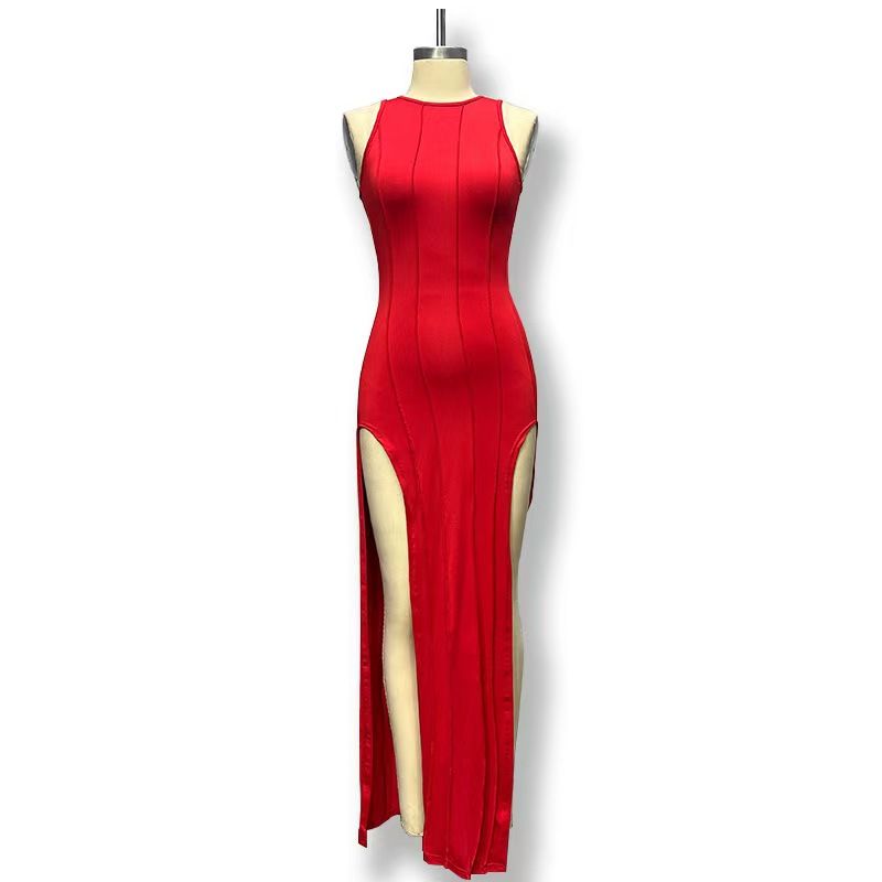 Western Style New Gyaru Slimming Slim fit Double Slit Stitching Dress Split Patchwork Dress Red L
Western Style New Gyaru Slimming Slim fit Double Slit Stitching Dress Split Patchwork Dress Red L