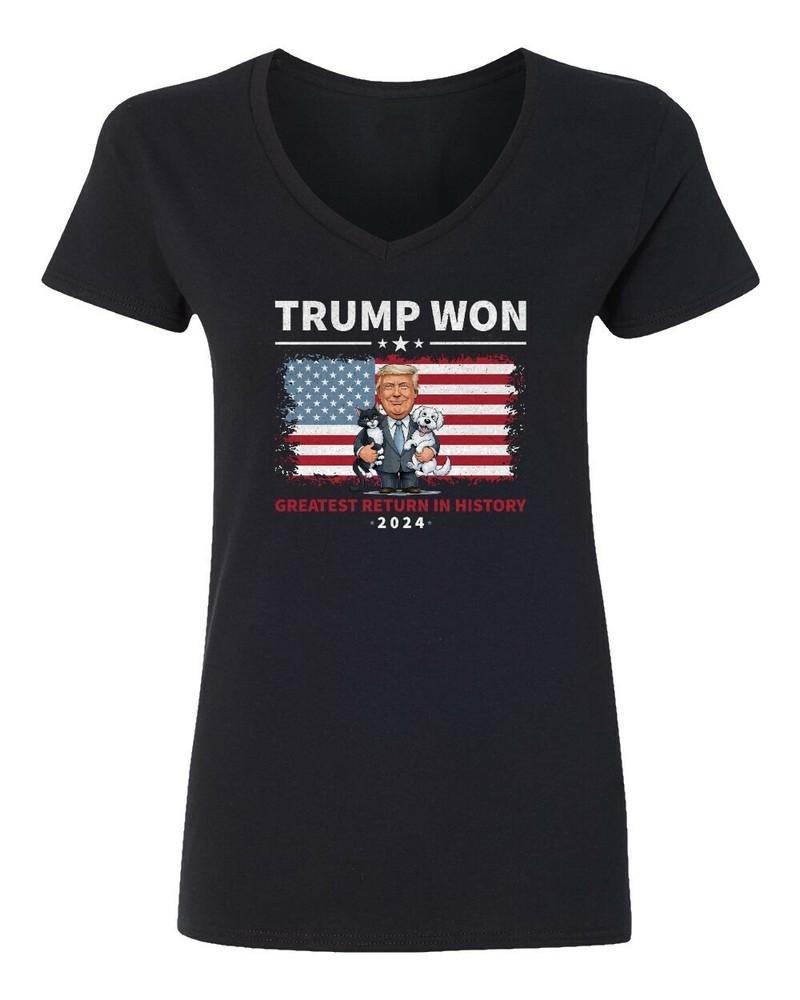Trump Won 2024 President Elections Greatest Return Ladies V-Neck Tshirt Unisex T-Shirt L
Trump Won 2024 President Elections Greatest Return Ladies V-Neck Tshirt Unisex T-Shirt L