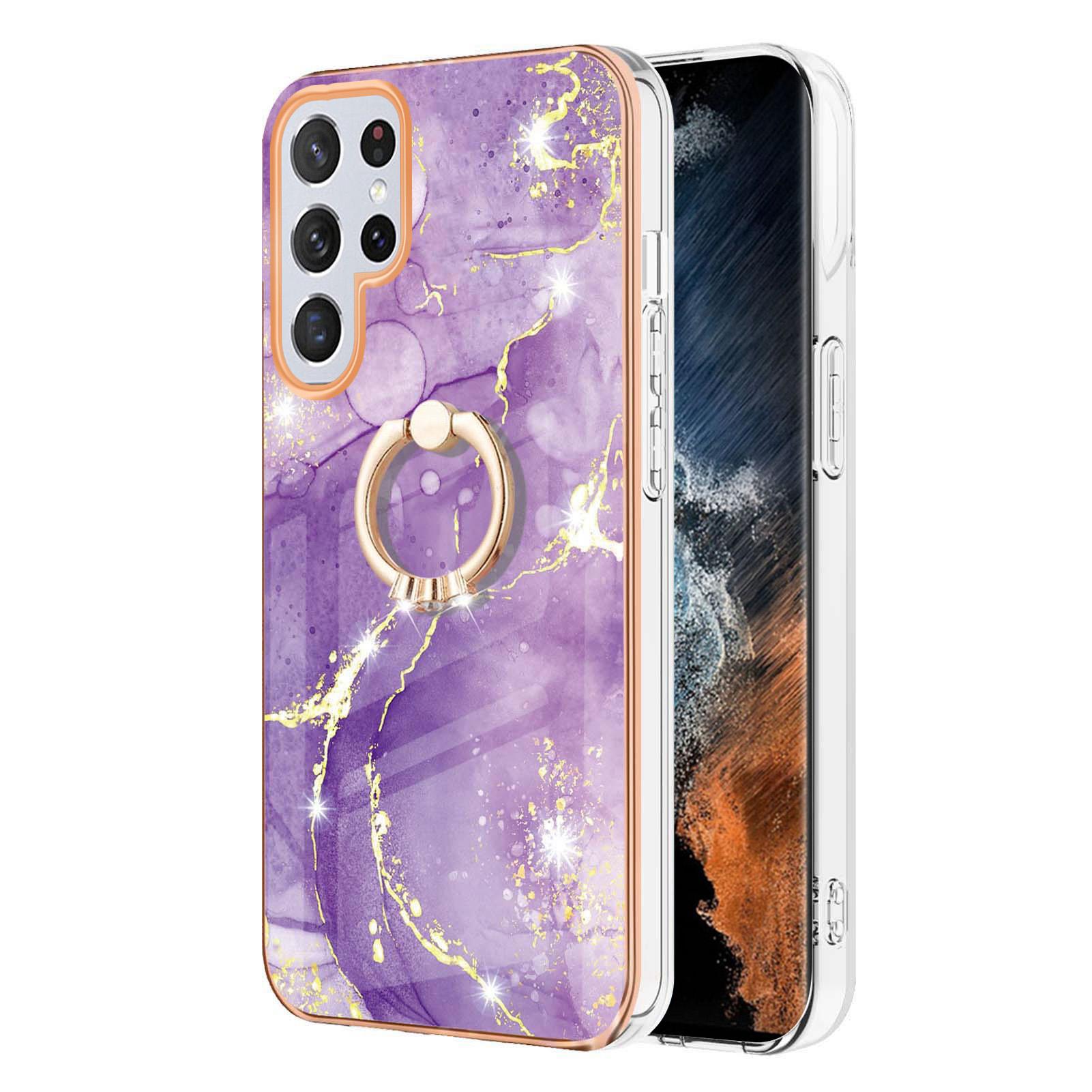For Samsung Galaxy S23 Ultra Case with Ring Kickstand Marble Pattern Electroplating TPU Back Cover Purple 002
For Samsung Galaxy S23 Ultra Case with Ring Kickstand Marble Pattern Electroplating TPU Back Cover Purple 002