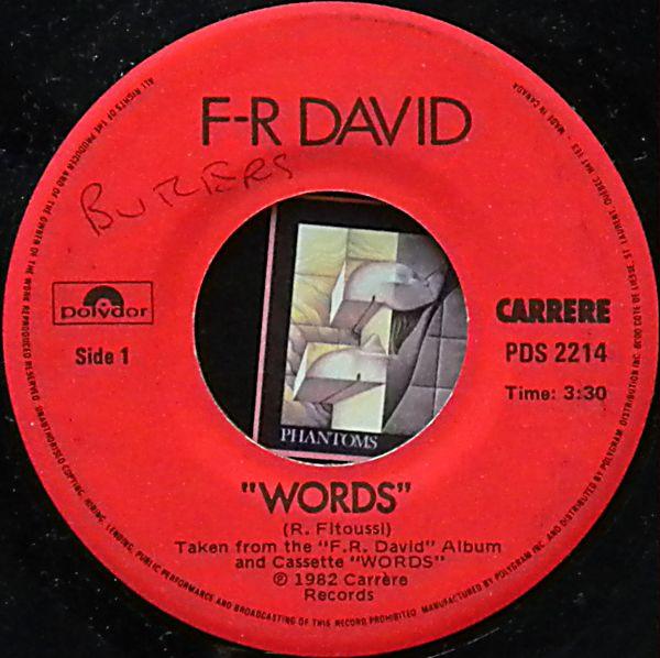 7inch Record F.R. DAVID Words When The Sun Goes Down PDS2214 Polydor 1982 Canada Pop Used
7inch Record F.R. DAVID Words When The Sun Goes Down PDS2214 Polydor 1982 Canada Pop Used