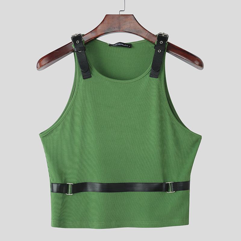 INCERUN Summer Men Sleeveless Crew Neck Shoulder Belt Patchwork Casual Slim Short Tanks 5XL зелений
INCERUN Summer Men Sleeveless Crew Neck Shoulder Belt Patchwork Casual Slim Short Tanks 5XL зелений