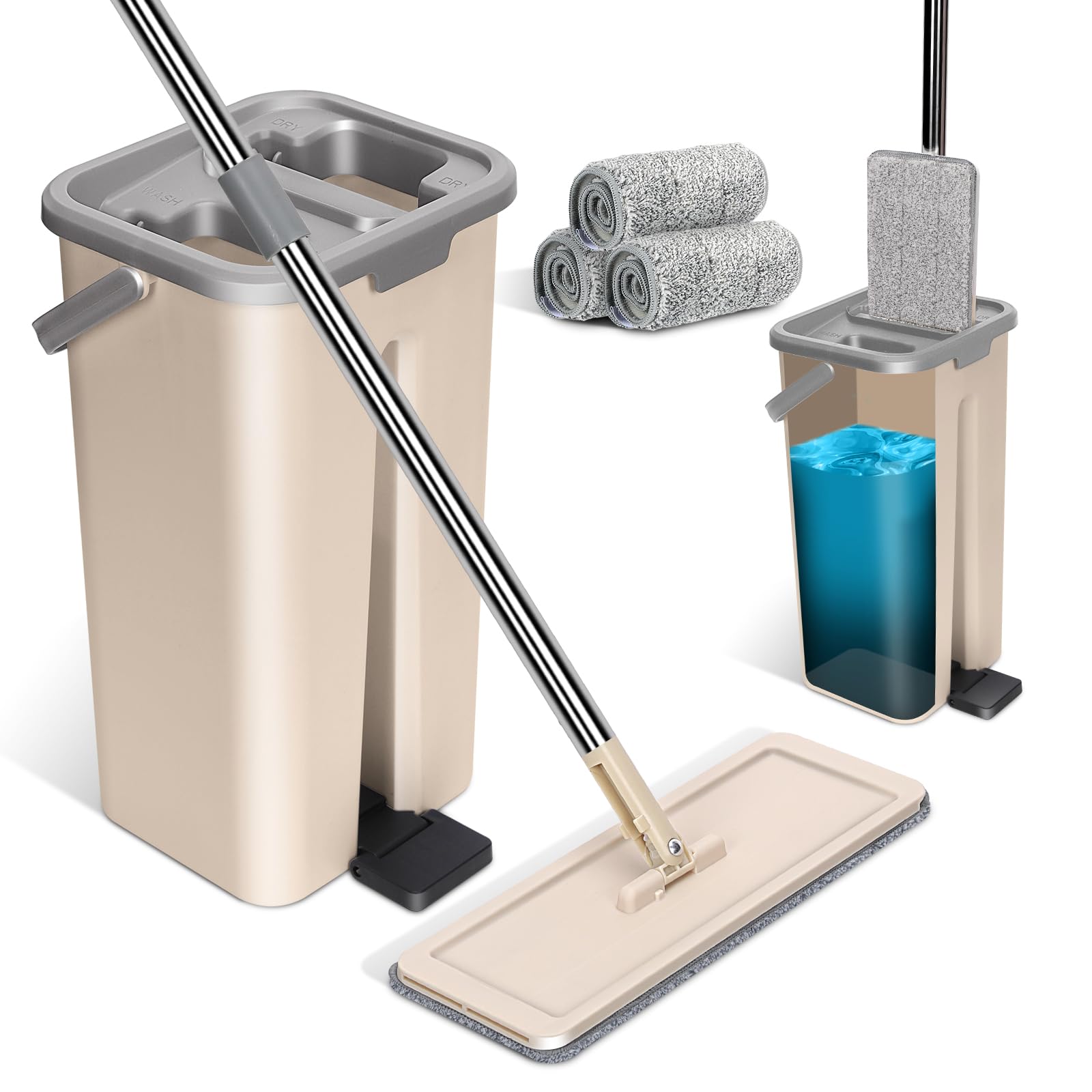 ZNM Набор ведро с отжимом для швабры Швабра для пола Швабра для влажной и сухой уборки Швабра для мытья пола Легкая Вращение Не требуется мытье рук 3 насадки из микрофибры бежевый
ZNM Набор ведро с отжимом для швабры Швабра для пола Швабра для влажной и сухой уборки Швабра для мытья пола Легкая Вращение Не требуется мытье рук 3 насадки из микрофибры бежевый