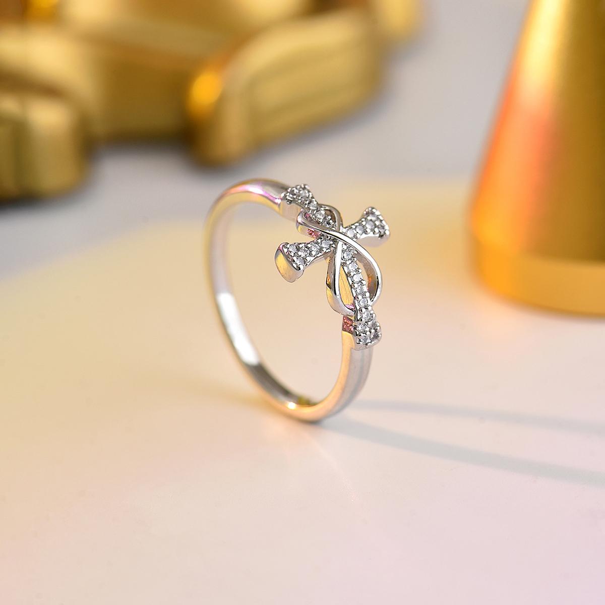 Chic Bow Charm Ring Pave Sparkling CZ Crisscross Bow Knot Ring For Women Formal & Bridal Wear
Chic Bow Charm Ring Pave Sparkling CZ Crisscross Bow Knot Ring For Women Formal & Bridal Wear