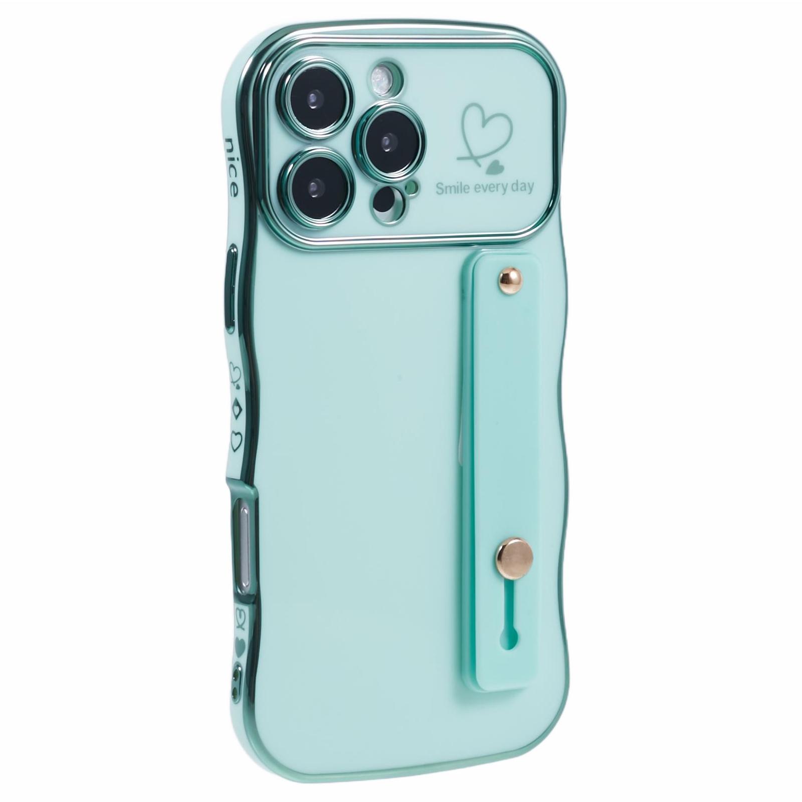For iPhone 16 Pro Max Case Love Heart Electroplated TPU Phone Cover with Wrist Strap Kickstand Green
For iPhone 16 Pro Max Case Love Heart Electroplated TPU Phone Cover with Wrist Strap Kickstand Green