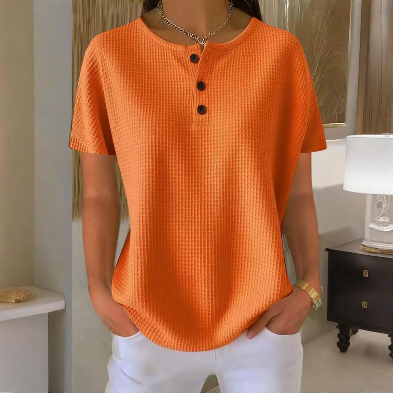 New Fashionable Knit Short-Sleeved Round Neck Pullover Loose T-shirt Top M помаранчевий
New Fashionable Knit Short-Sleeved Round Neck Pullover Loose T-shirt Top M помаранчевий