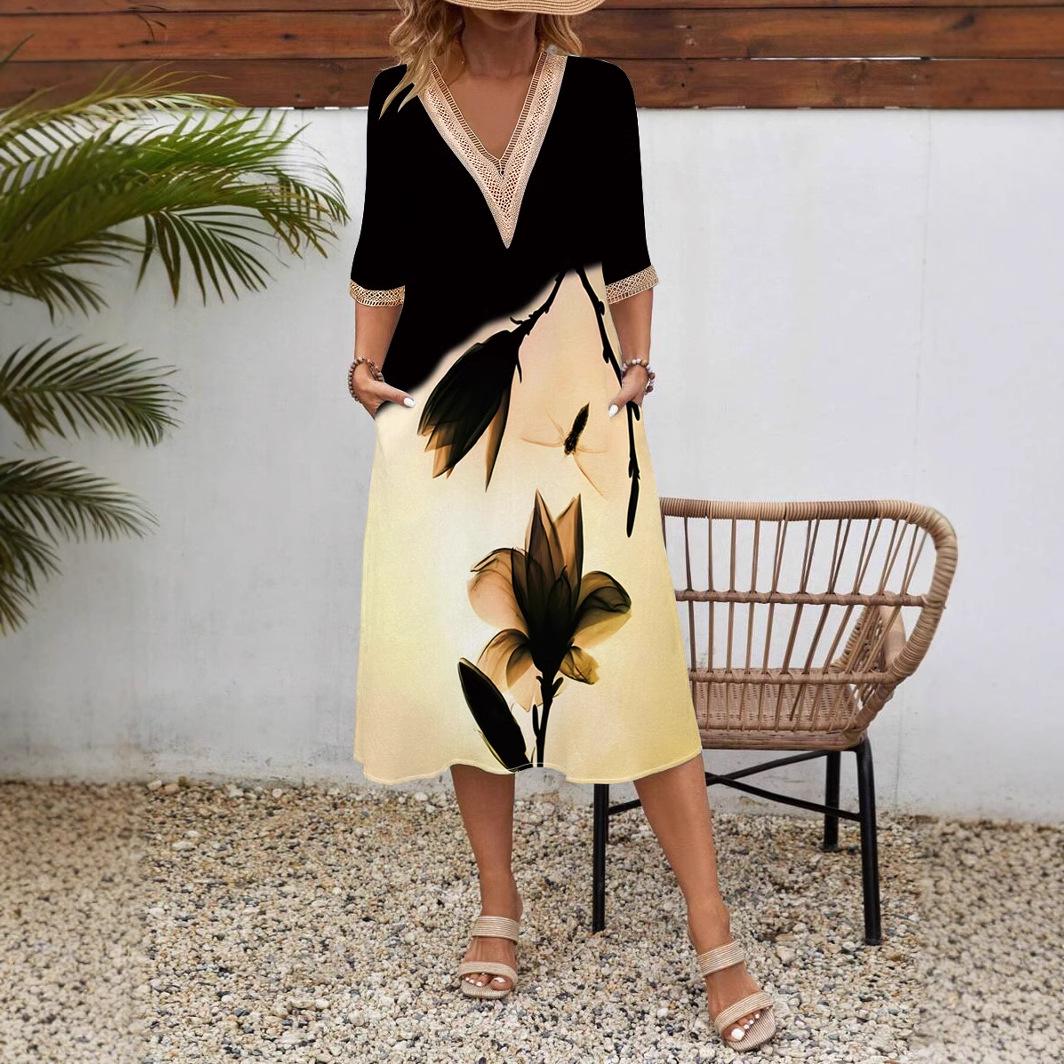 2025 Euro-American Spring/Summer Lace V-Neck Short-Sleeve Print Dress - Loose Fit, Mid-Length Swing Dress. M
2025 Euro-American Spring/Summer Lace V-Neck Short-Sleeve Print Dress - Loose Fit, Mid-Length Swing Dress. M