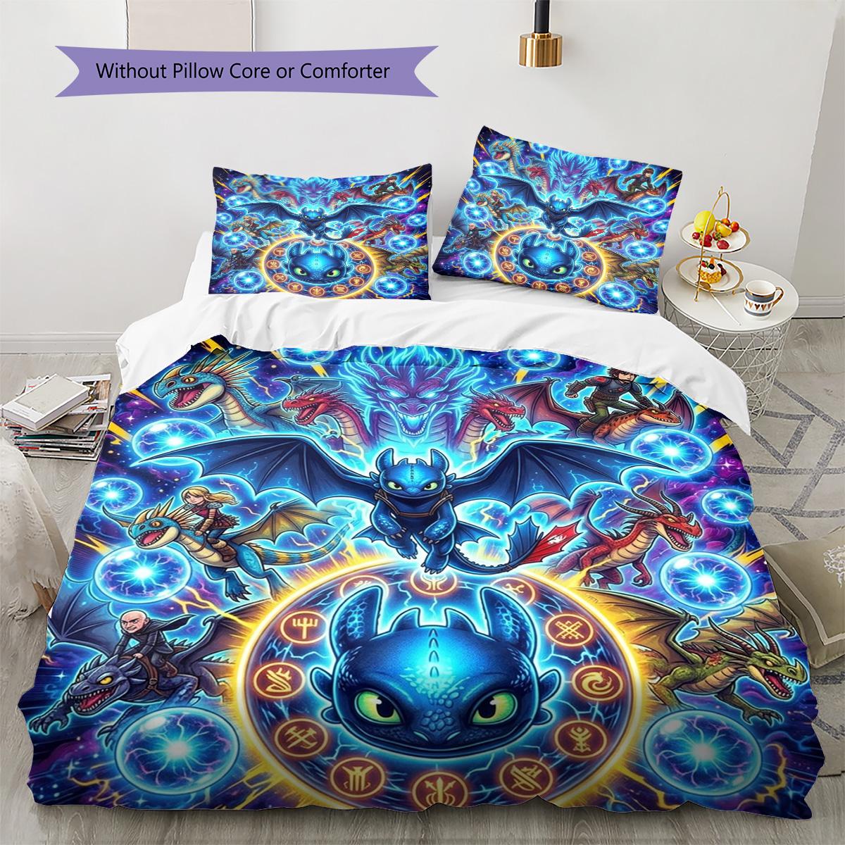Toothless Night Fury Pattern Bedding Quilt Set Quilt Cover Pillowcase Home Decoration Birthday Gift (1 * duvet cover + 2 * pillowcase, without core) 135x200cm
Toothless Night Fury Pattern Bedding Quilt Set Quilt Cover Pillowcase Home Decoration Birthday Gift (1 * duvet cover + 2 * pillowcase, without core) 135x200cm