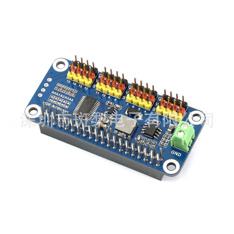 Raspberry Pi 16-Channel Servo Driver Board, 12-Bit Resolution I2C Interface, Straight Pin. 0102037
Raspberry Pi 16-Channel Servo Driver Board, 12-Bit Resolution I2C Interface, Straight Pin. 0102037