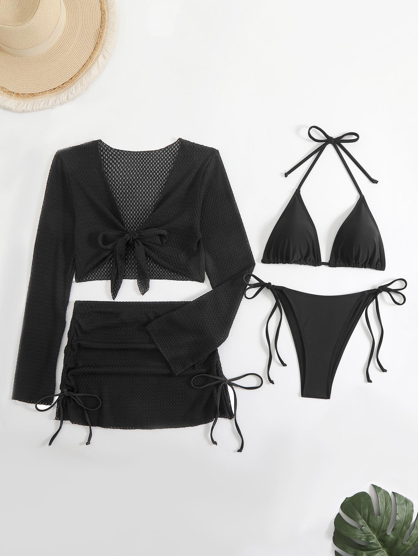 European American Sexy Solid Color Bikini Vacation Set M чорний
European American Sexy Solid Color Bikini Vacation Set M чорний