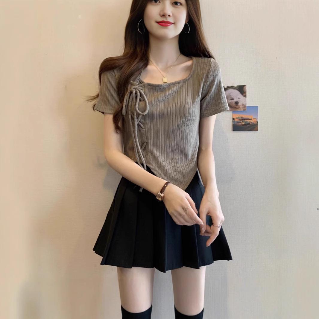 Irregular Drawstring Short Sleeve Women s Slimming Tie-up T-shirt, Summer 2024 Korean Style S чорний
Irregular Drawstring Short Sleeve Women s Slimming Tie-up T-shirt, Summer 2024 Korean Style S чорний