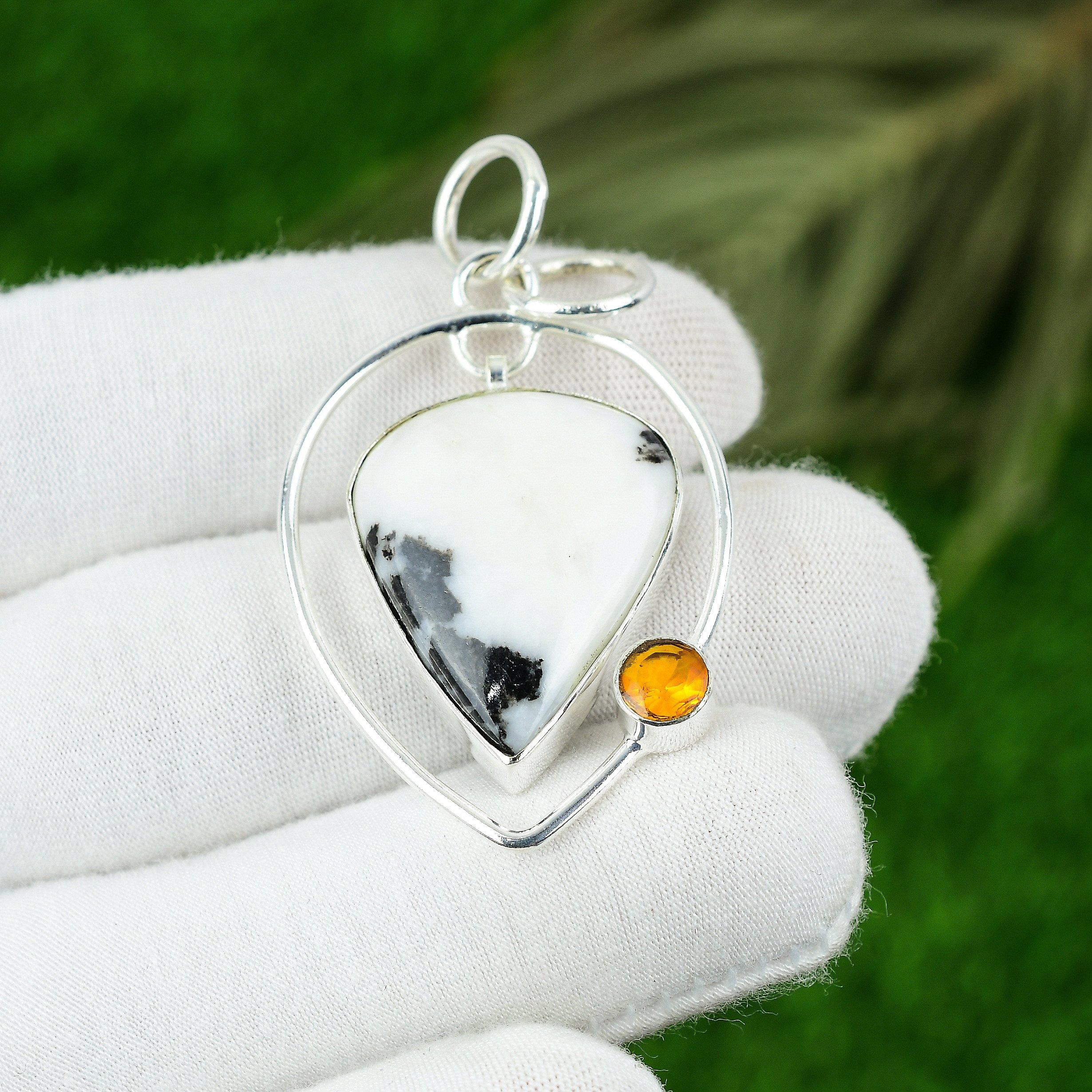 Pear Zebra Jasper Stone Citrine Sterling Silver Mother Artisan Pendant Jewelry
Pear Zebra Jasper Stone Citrine Sterling Silver Mother Artisan Pendant Jewelry