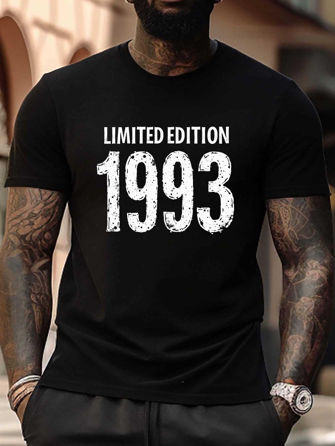 Plus Size Limited Edition 1993 Vintage Graphic T-shirt - Black Casual Short Sleeve Tee with Distressed White Print XL
Plus Size Limited Edition 1993 Vintage Graphic T-shirt - Black Casual Short Sleeve Tee with Distressed White Print XL