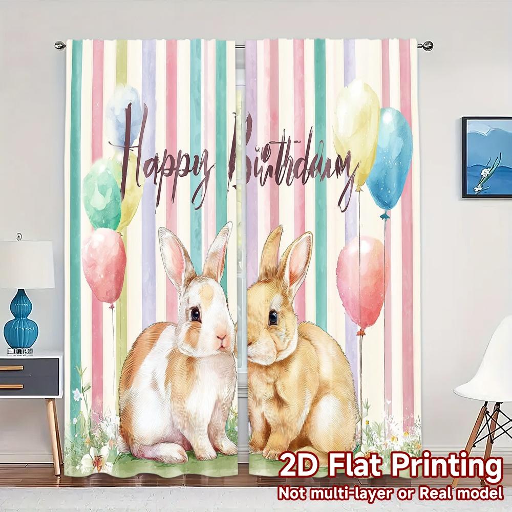 Flat Printing Curtains Without Rod Birthdaybunnies Fashionable Fabric Holiday Use Curtain Set Of 2 Modern Made Polyester Washable W100*H70(CM)-Hooks&2PCS
Flat Printing Curtains Without Rod Birthdaybunnies Fashionable Fabric Holiday Use Curtain Set Of 2 Modern Made Polyester Washable W100*H70(CM)-Hooks&2PCS