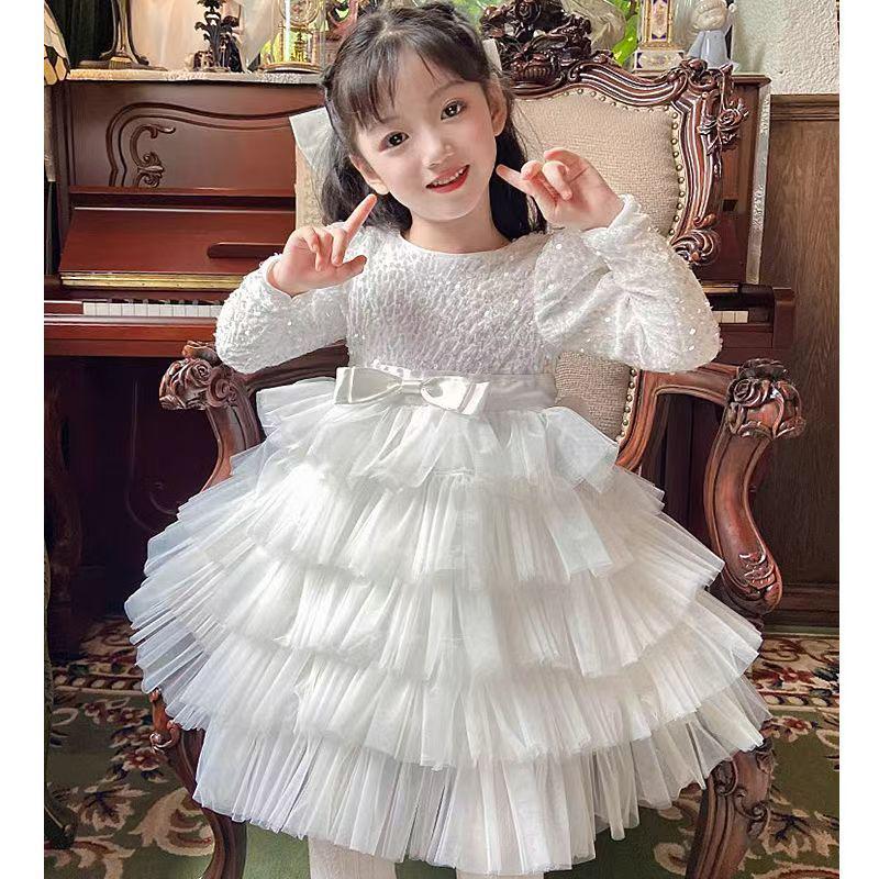 Girls White Mesh Bow Princess Dress with Sequins and Fleece Lining - Autumn/Winter Sweet Puffy Dress 110 cm
Girls White Mesh Bow Princess Dress with Sequins and Fleece Lining - Autumn/Winter Sweet Puffy Dress 110 cm
