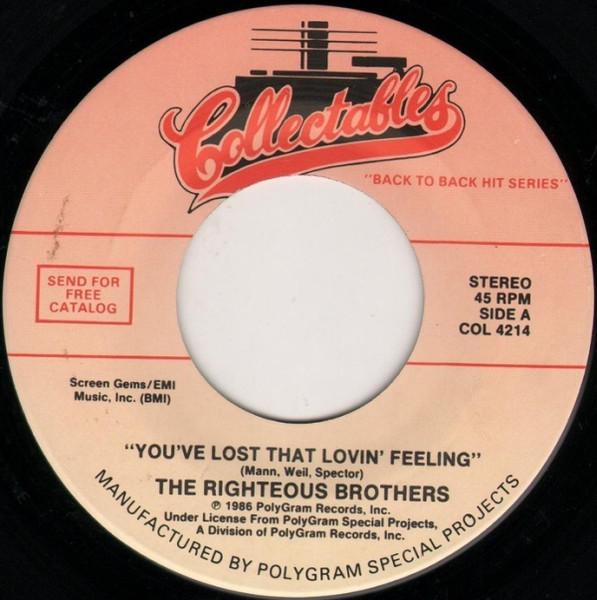 7inch Record RIGHTEOUS BROTHERS - You ve Lost That Lovin Feeling / U COL4214 Collectables 1986 US Soul/Funk Used
7inch Record RIGHTEOUS BROTHERS - You ve Lost That Lovin Feeling / U COL4214 Collectables 1986 US Soul/Funk Used