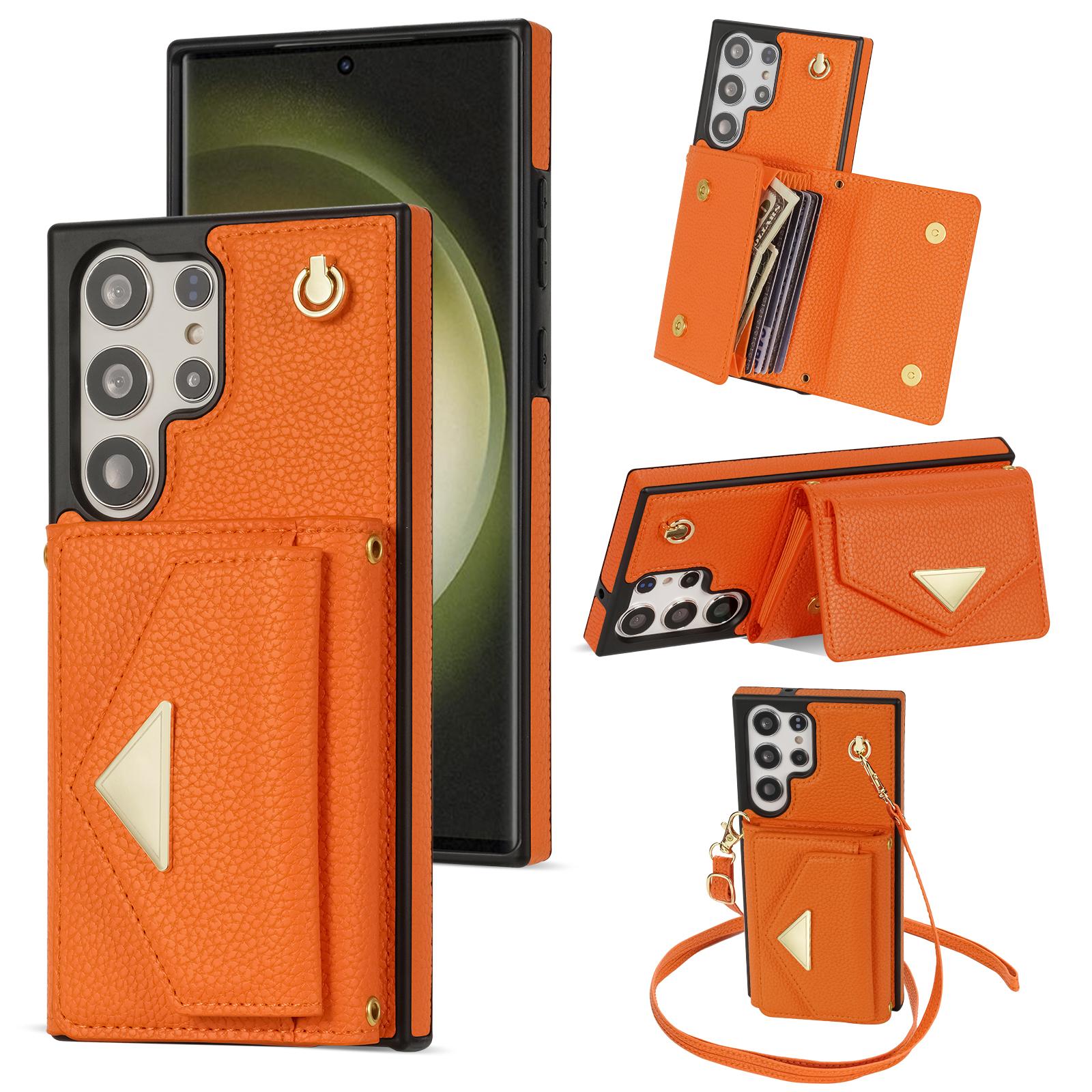 For Samsung Galaxy S25 Ultra Case Card Slots PU+TPU Cell Phone Cover with Long Strap Orange
For Samsung Galaxy S25 Ultra Case Card Slots PU+TPU Cell Phone Cover with Long Strap Orange
