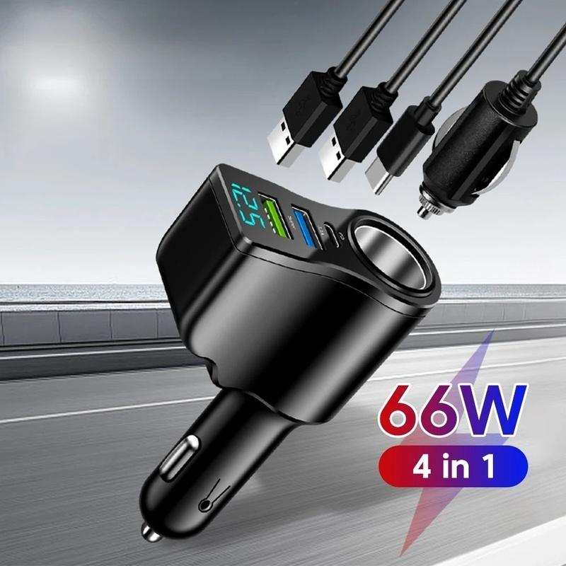 66W 4 Ports Multifunctional Car Cigarette Lighter Power Adapter 3.1A Dual USB PD Car Phone Fast Charger For Iphone Huawei Ipad
66W 4 Ports Multifunctional Car Cigarette Lighter Power Adapter 3.1A Dual USB PD Car Phone Fast Charger For Iphone Huawei Ipad