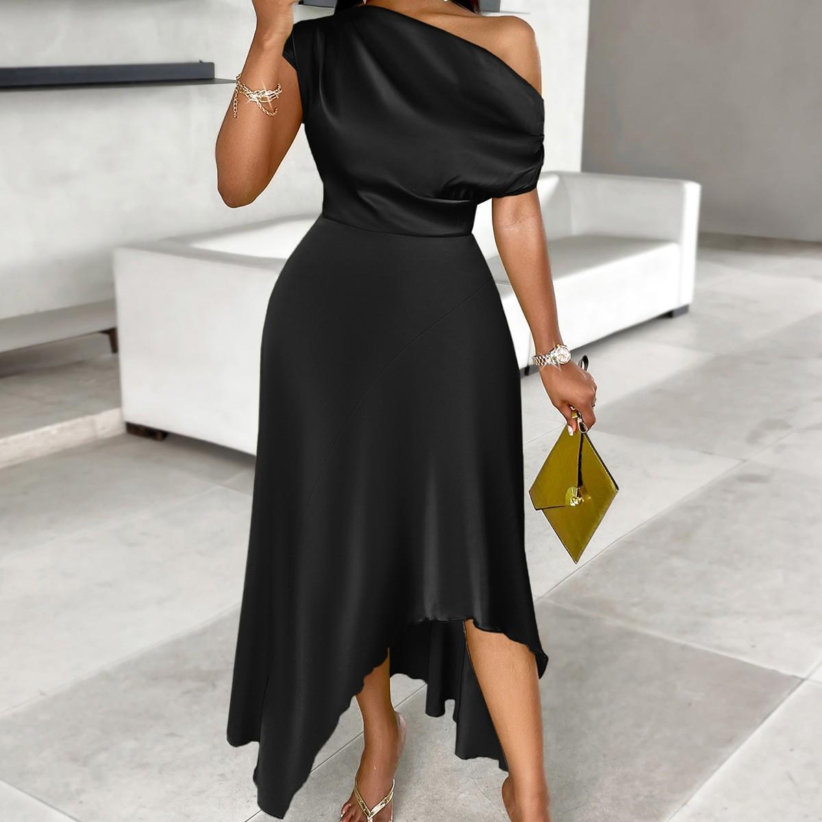 Женское весеннее однотонное платье без рукавов с косыми плечами, летнее повседневное платье А-силуэта с высокой талией, асимметричное длинное платье S-XL XL чёрный
Женское весеннее однотонное платье без рукавов с косыми плечами, летнее повседневное платье А-силуэта с высокой талией, асимметричное длинное платье S-XL XL чёрный
