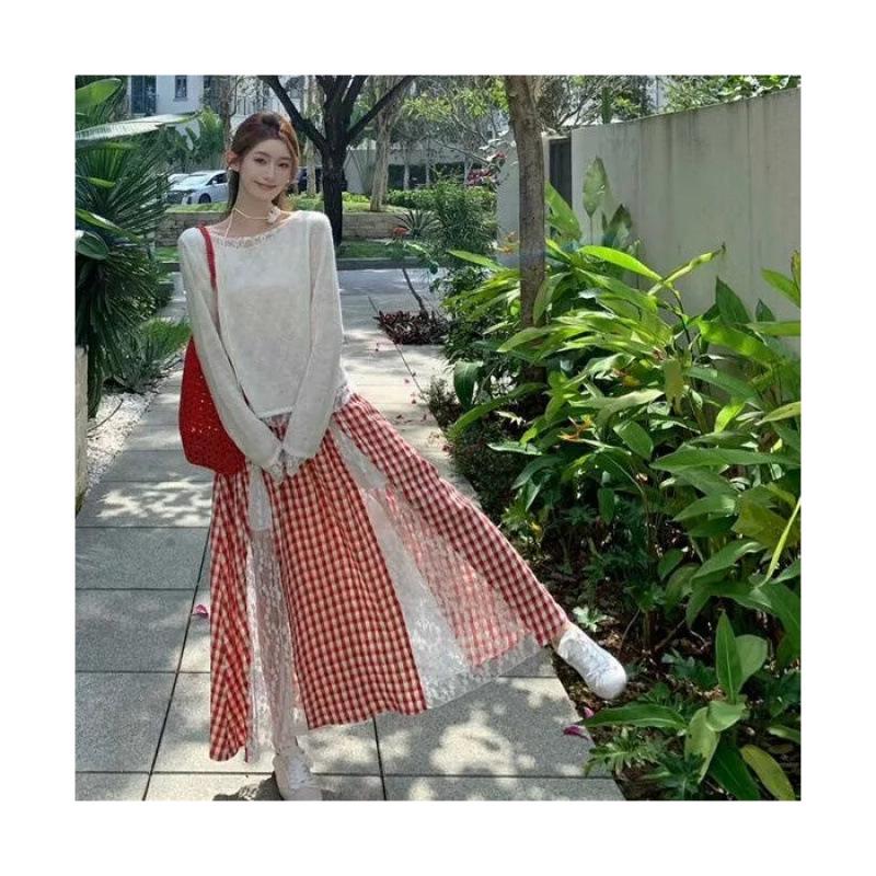 Plus Size Lace Patchwork Blue Plaid A-Line Fairy Long Skirt XXL
Plus Size Lace Patchwork Blue Plaid A-Line Fairy Long Skirt XXL