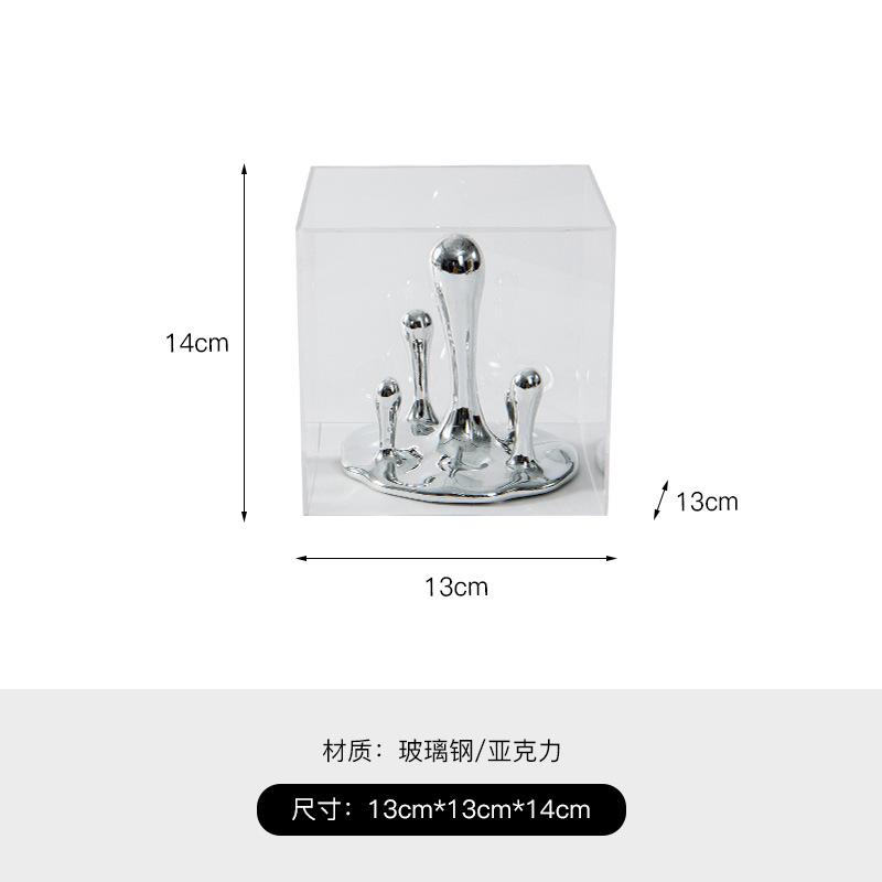 Abstract Art Resin Silver Fluid Droplet Shaped Decorative Ornament, Square Transparent Acrylic Container Box, Home Decoration
Abstract Art Resin Silver Fluid Droplet Shaped Decorative Ornament, Square Transparent Acrylic Container Box, Home Decoration