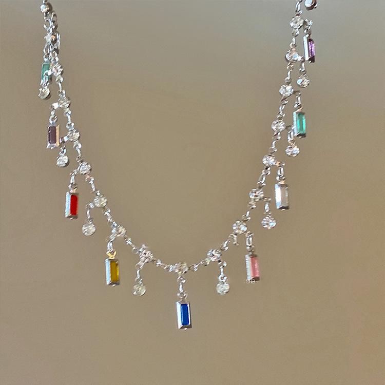 Trendy Bohemian Colorful Zircon Square Tassel Pendent Necklace for Women Fashion Simple Bead Chain Necklace Jewelry
Trendy Bohemian Colorful Zircon Square Tassel Pendent Necklace for Women Fashion Simple Bead Chain Necklace Jewelry