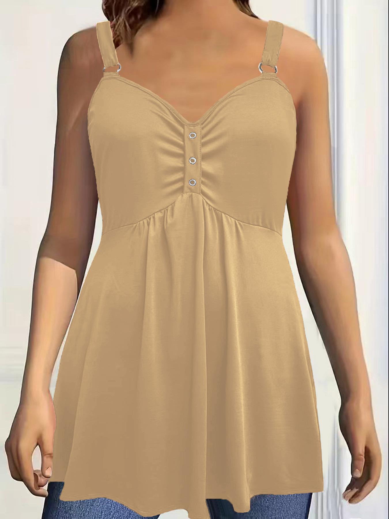 2025 European Plus Size Women s Wide Strap Camisole with Chest Pleats M хакі
2025 European Plus Size Women s Wide Strap Camisole with Chest Pleats M хакі