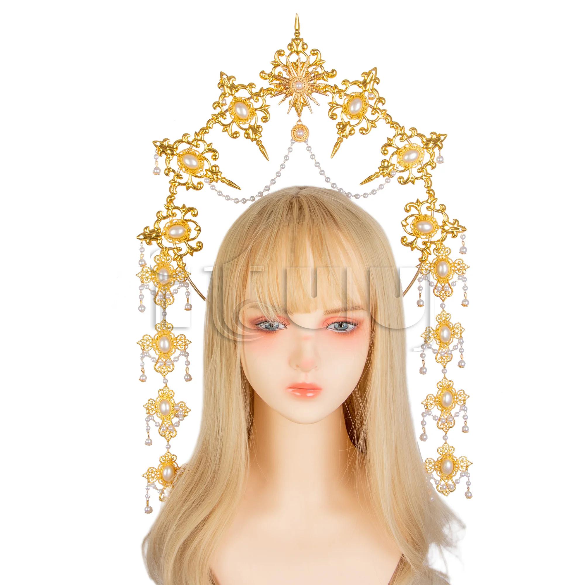 KC Halo Headpiece Lolita Sun Goddess Baroque Tiara Gold Spike Halo Crown Headband Halloween Christmas Party Hair Accessories
KC Halo Headpiece Lolita Sun Goddess Baroque Tiara Gold Spike Halo Crown Headband Halloween Christmas Party Hair Accessories