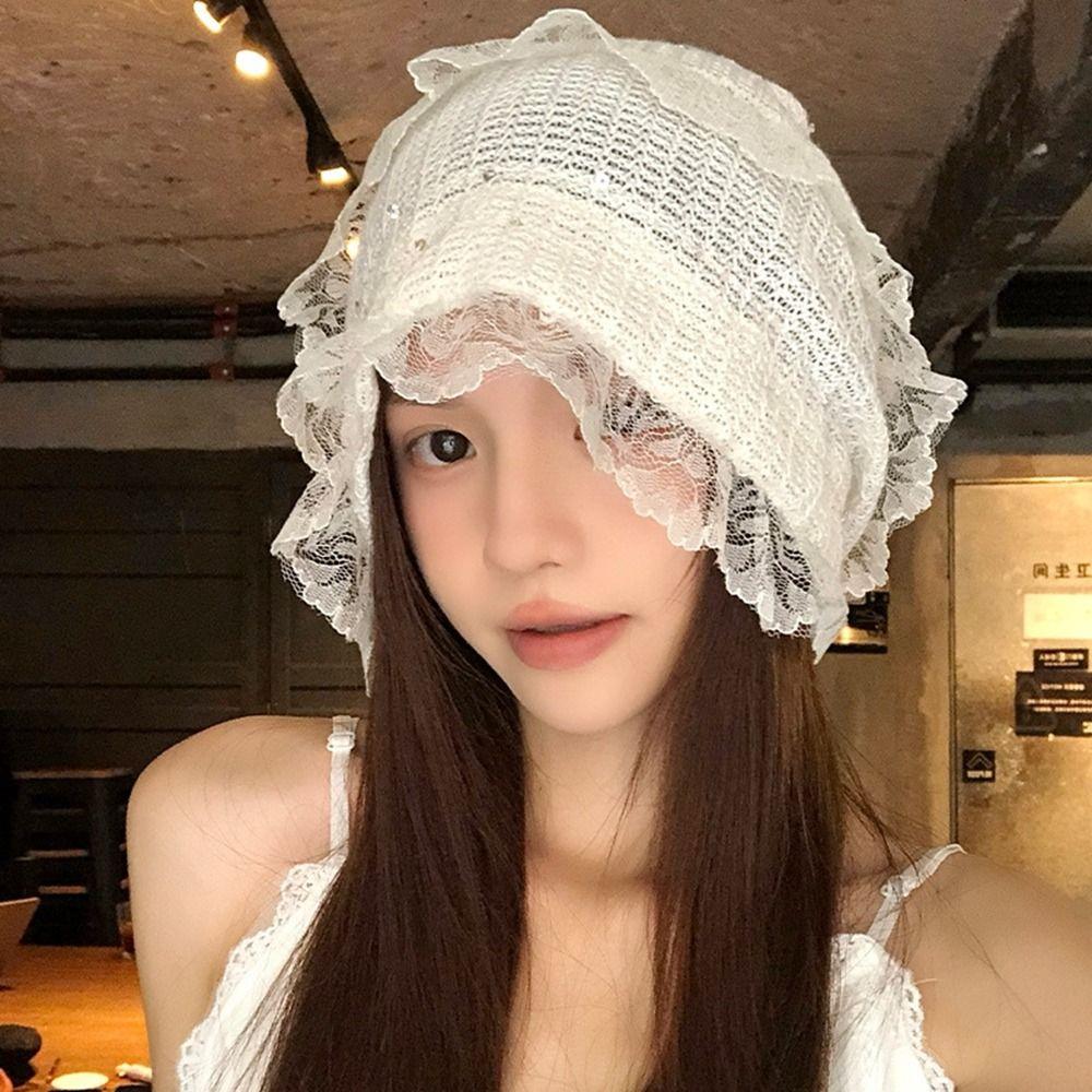 Glitter Lace Hat Hollow Sequin Hat Sweet Sunscreen Cap Spring and Summer білий
Glitter Lace Hat Hollow Sequin Hat Sweet Sunscreen Cap Spring and Summer білий