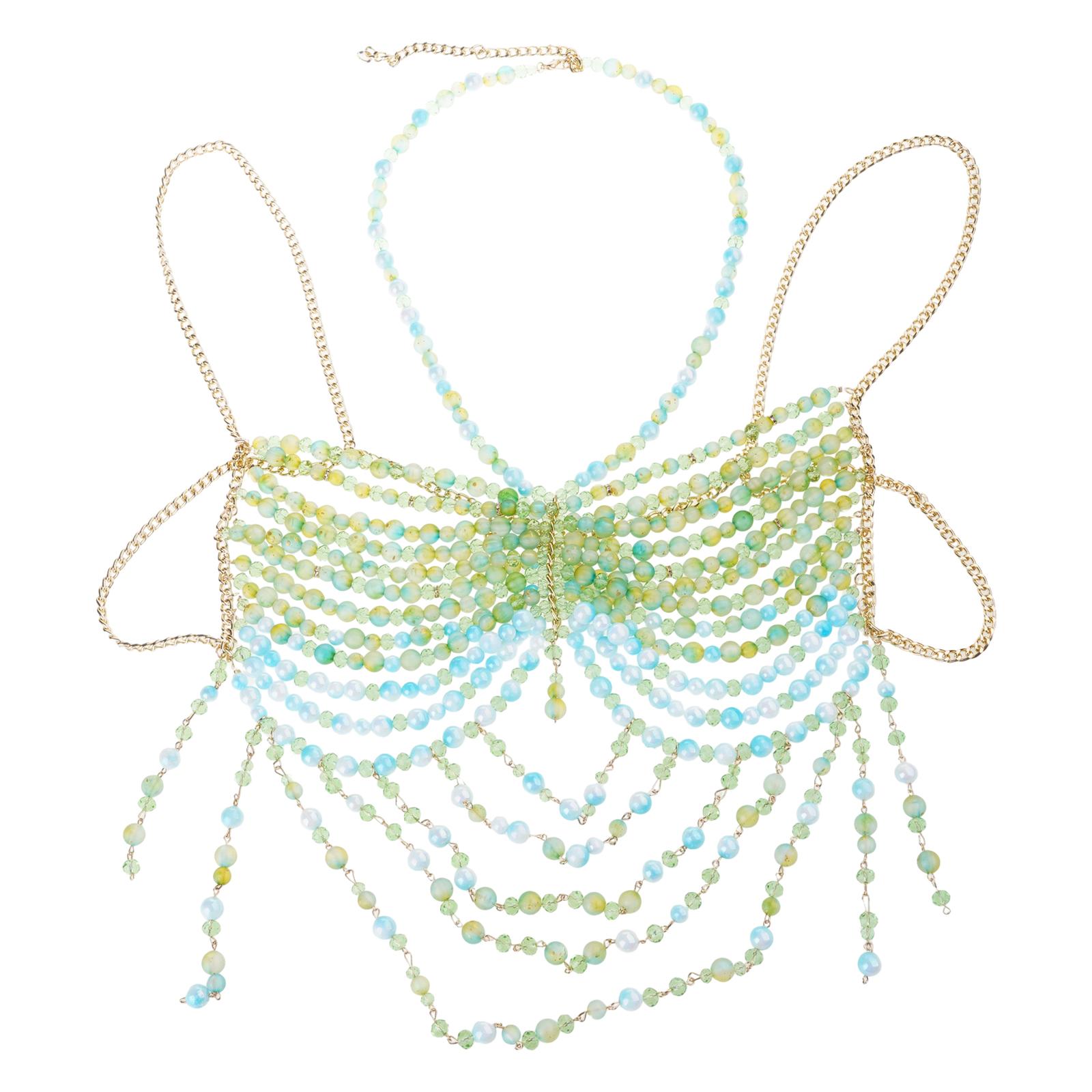Fashionable Halter Neck Beaded Camisole Statement Necklace Tops Bandeau Body Chain for Festivals and Night Outs 1
Fashionable Halter Neck Beaded Camisole Statement Necklace Tops Bandeau Body Chain for Festivals and Night Outs 1