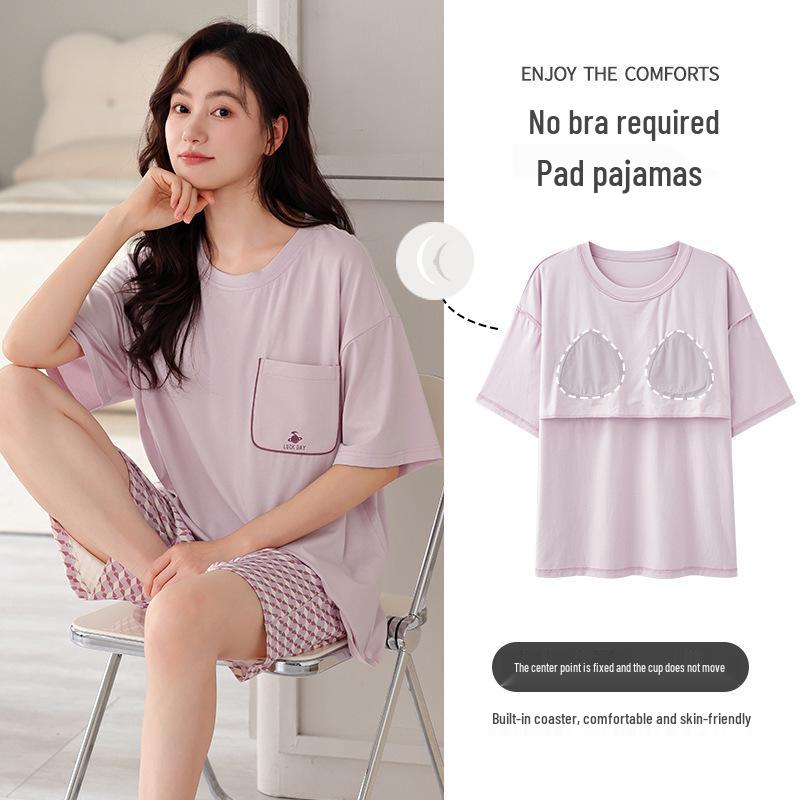 Женский летний милый хлопковый пижамный комплект с нагрудными вкладышами, с коротким рукавом, свободные шорты, простая домашняя одежда - Новая коллекция 2024 M (40-50 kg)
Женский летний милый хлопковый пижамный комплект с нагрудными вкладышами, с коротким рукавом, свободные шорты, простая домашняя одежда - Новая коллекция 2024 M (40-50 kg)