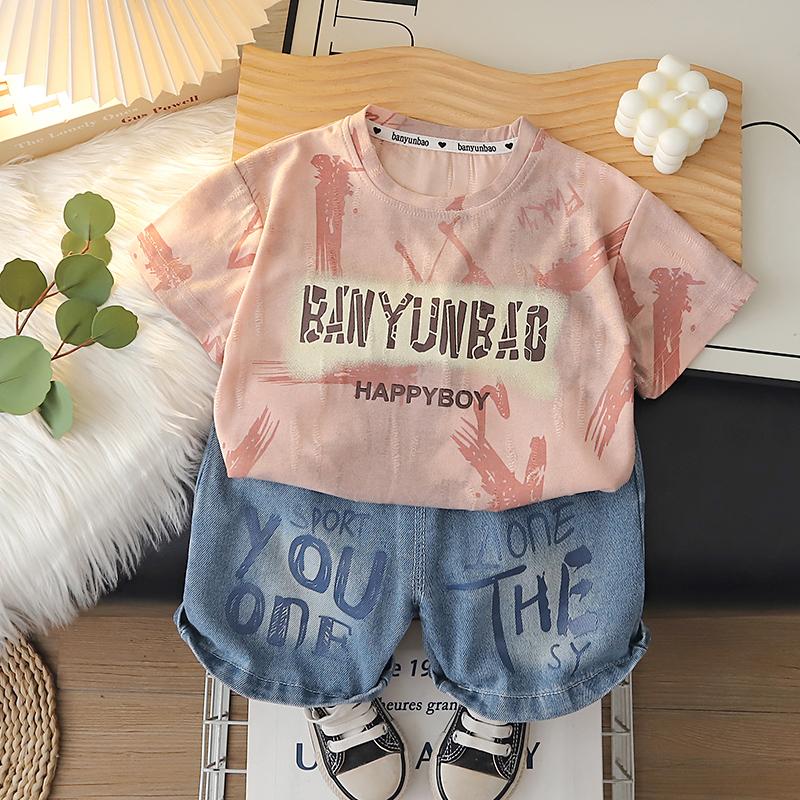 Boys short sleeved set Summer children s round neck letter printed T-shirt+casual denim shorts two-piece set XXL рожевий
Boys short sleeved set Summer children s round neck letter printed T-shirt+casual denim shorts two-piece set XXL рожевий