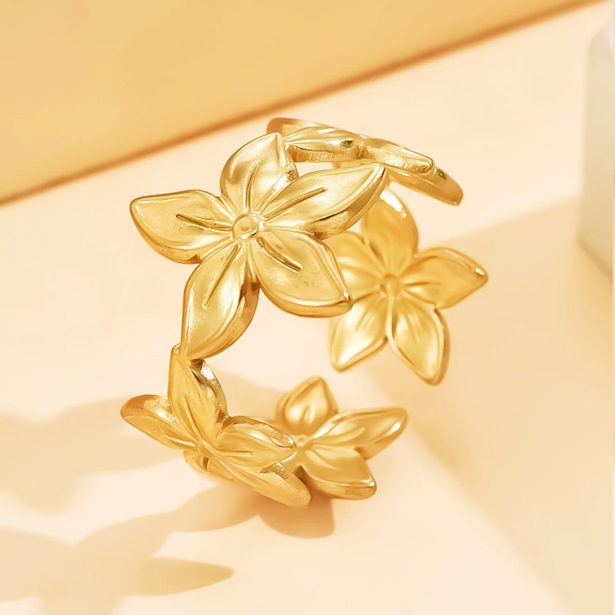 Romantic Stainless Steel Flowers Rings for Women Vintage Gold Color Open Ring Floral Zircon Gift Wholesale Open
Romantic Stainless Steel Flowers Rings for Women Vintage Gold Color Open Ring Floral Zircon Gift Wholesale Open