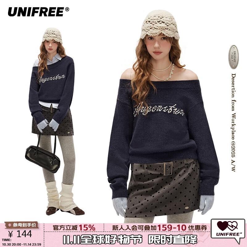 UNIFREE Women s Vintage Off-Shoulder Letter Jacquard Knit Sweater One Size
UNIFREE Women s Vintage Off-Shoulder Letter Jacquard Knit Sweater One Size