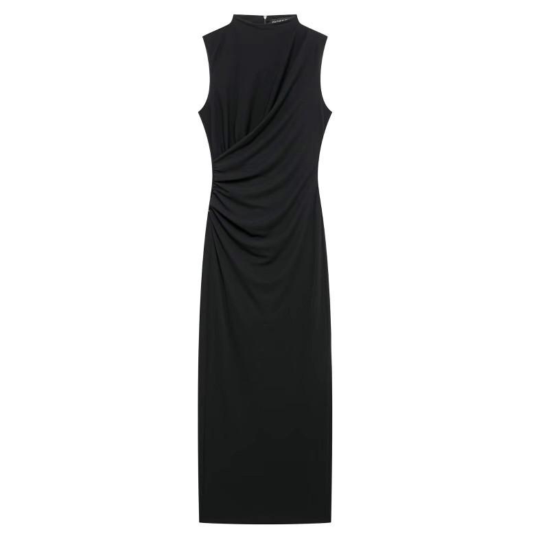 European American Women s Clothing Fashionable Round Collar Sleeveless Pleated Slim Long Dress M чёрный
European American Women s Clothing Fashionable Round Collar Sleeveless Pleated Slim Long Dress M чёрный