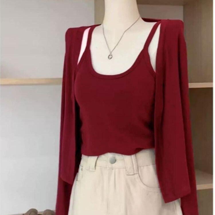 Angola Red Women s Long Sleeve Cardigan & Camisole Two-Piece Set for Spring & Autumn 2XL
Angola Red Women s Long Sleeve Cardigan & Camisole Two-Piece Set for Spring & Autumn 2XL