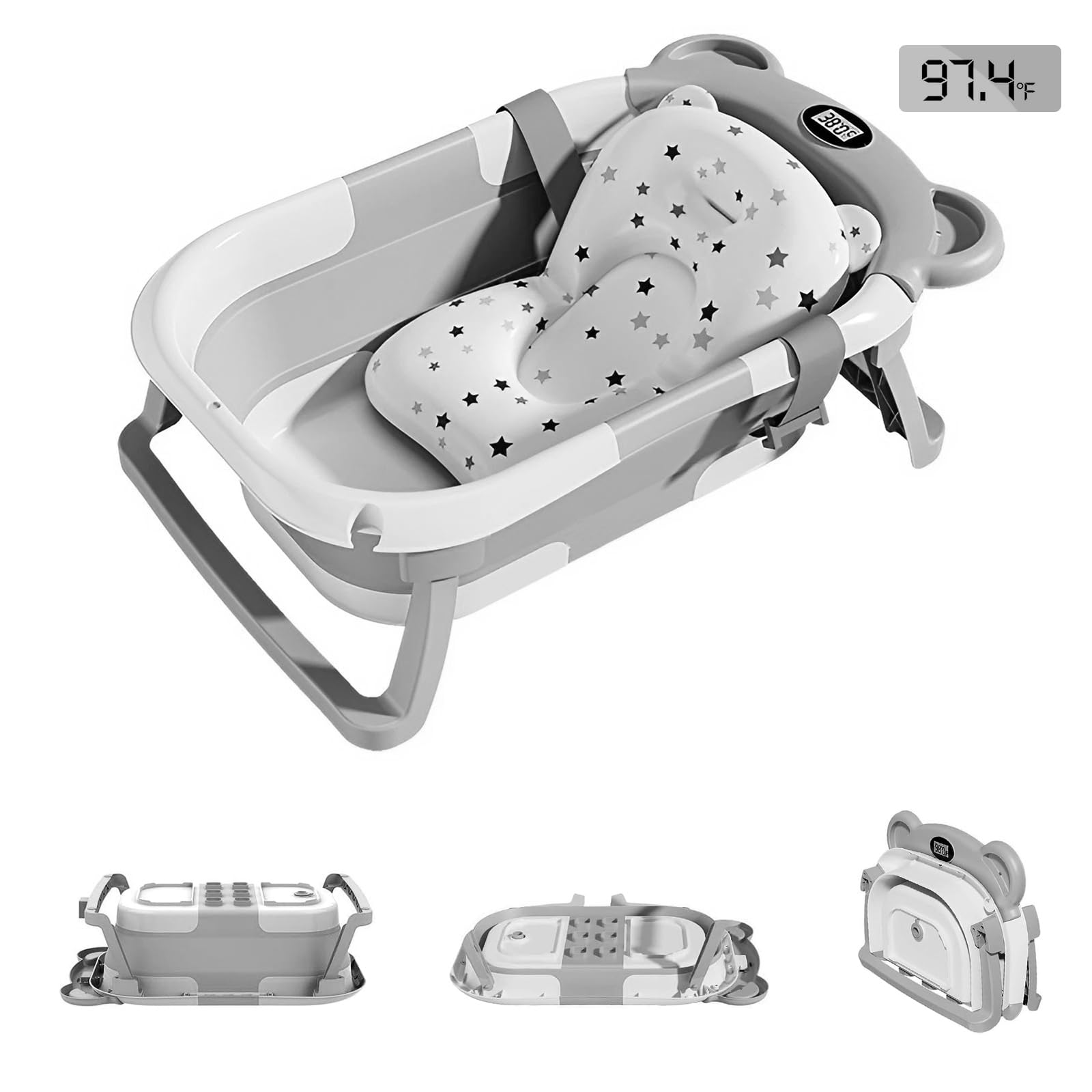UBRAVOO Baby with Water Bath Easy Months Bath, Foldable, Thermometer, Anti-Slip, Cushion, Storage, Baby, Bath, Bathtub, Bathtub, Sink, Newborn, 0-36 сірий колір
UBRAVOO Baby with Water Bath Easy Months Bath, Foldable, Thermometer, Anti-Slip, Cushion, Storage, Baby, Bath, Bathtub, Bathtub, Sink, Newborn, 0-36 сірий колір