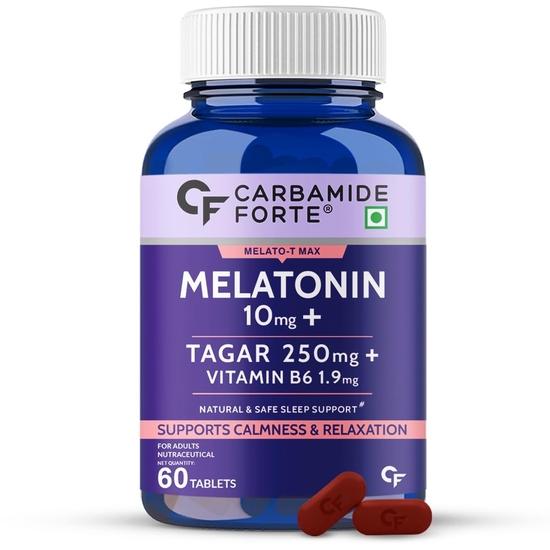 Carbamide Forte Melatonin 10 mg Sleeping Pills with Tagar 250 mg | Sleep Supplement for Men & Women - 60 Veg Tablets.
Carbamide Forte Melatonin 10 mg Sleeping Pills with Tagar 250 mg | Sleep Supplement for Men & Women - 60 Veg Tablets.