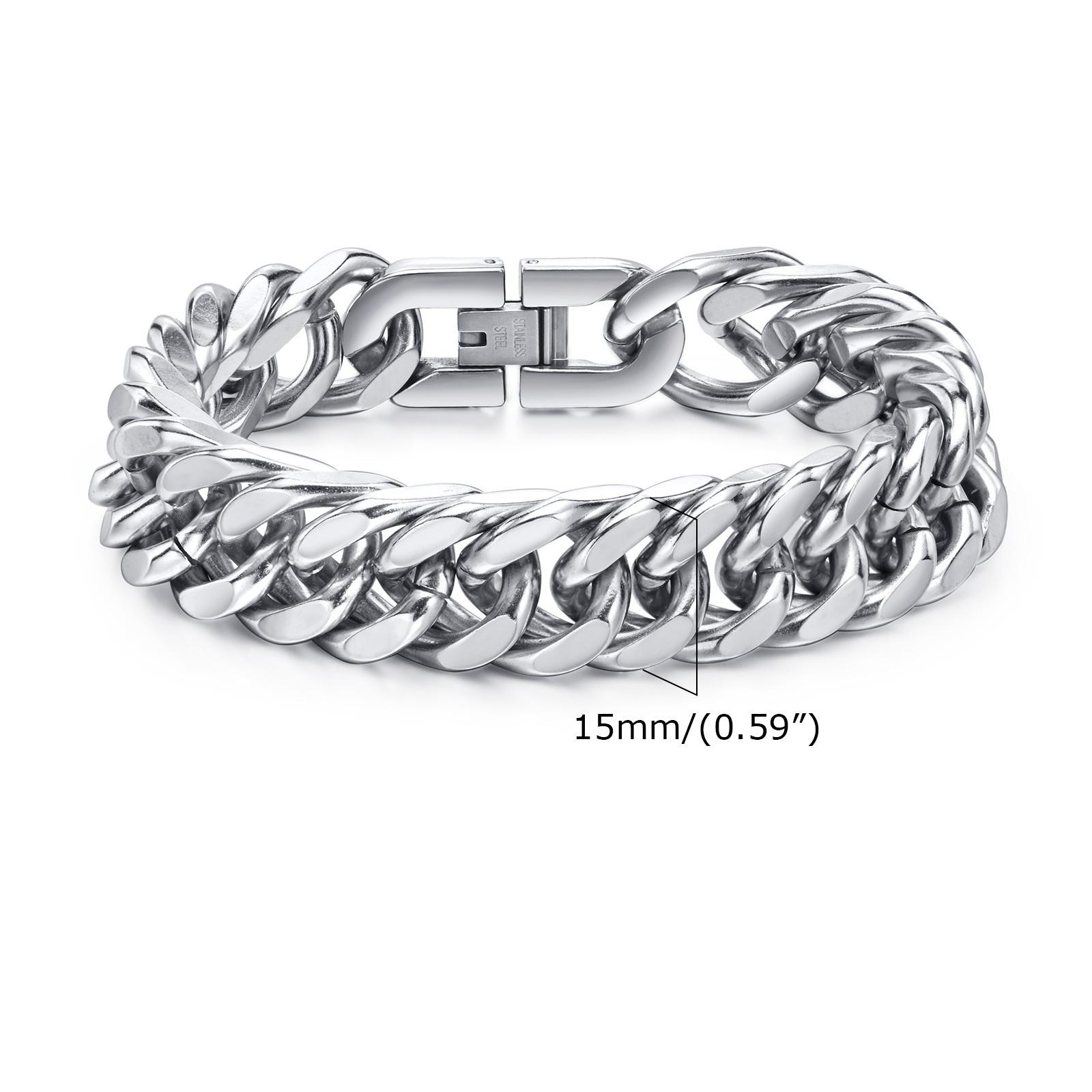 Stylish Double Curb Chain Bracelets for Men Boys,8/10/12/15mm Stainless Steel Miami Link Wristband,Punk Zircon Gifts 21.5cm
Stylish Double Curb Chain Bracelets for Men Boys,8/10/12/15mm Stainless Steel Miami Link Wristband,Punk Zircon Gifts 21.5cm