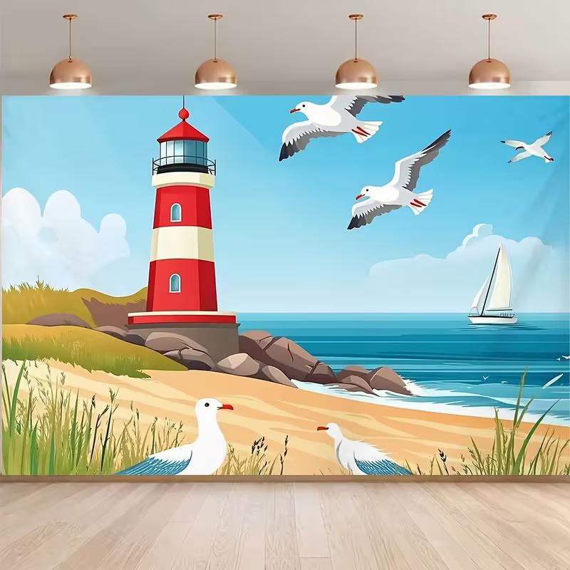 2D Cute Seaside Scene Backdrop Red Lighthouse Beach and Blue Sky Studio Photography Background 47.2x31.5inch/120*80cm
2D Cute Seaside Scene Backdrop Red Lighthouse Beach and Blue Sky Studio Photography Background 47.2x31.5inch/120*80cm