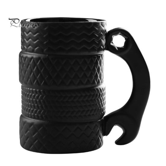 Кружка в форме покрышки, новинка, керамическая кружка в форме гаечного ключа и покрышки, удобная ручка, прочная конструкция, кружка большой емкости для горячих и холодных напитков B