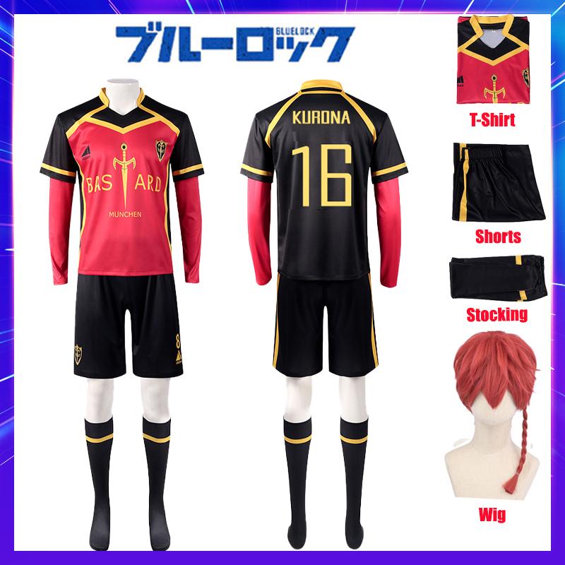 Аніме Blue Lock Костюм для косплею Кайзер Несс Ісагі Курона Хіорі Футбольна форма Перука Бастард Мюнхен Німецька команда Червоно-чорна Джерсі XL білий
Аніме Blue Lock Костюм для косплею Кайзер Несс Ісагі Курона Хіорі Футбольна форма Перука Бастард Мюнхен Німецька команда Червоно-чорна Джерсі XL білий