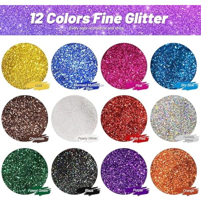 Eclet 6 Colors Nail Glitter Set, 15G Fine Glitter Cans For Nail Art, Eye Shadow, Cosmetics, Body, Crafts, Painting Art P
Eclet 6 Colors Nail Glitter Set, 15G Fine Glitter Cans For Nail Art, Eye Shadow, Cosmetics, Body, Crafts, Painting Art P