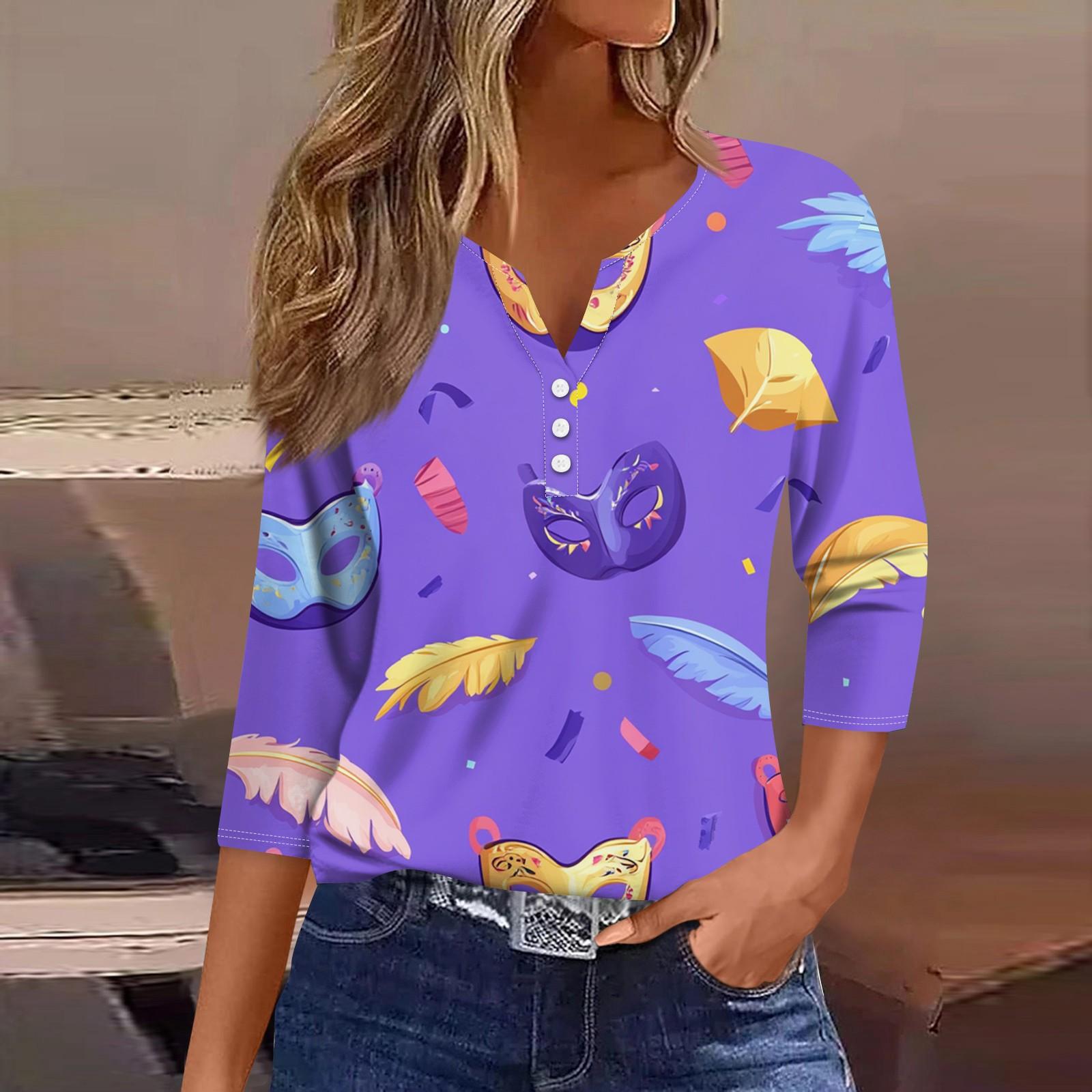 Жіноча футболка з принтом на ґудзиках, рукав 3/4, повсякденна мода на вихідні, базовий V-подібний виріз, звичайний топ XXXL фіолетовий
Жіноча футболка з принтом на ґудзиках, рукав 3/4, повсякденна мода на вихідні, базовий V-подібний виріз, звичайний топ XXXL фіолетовий